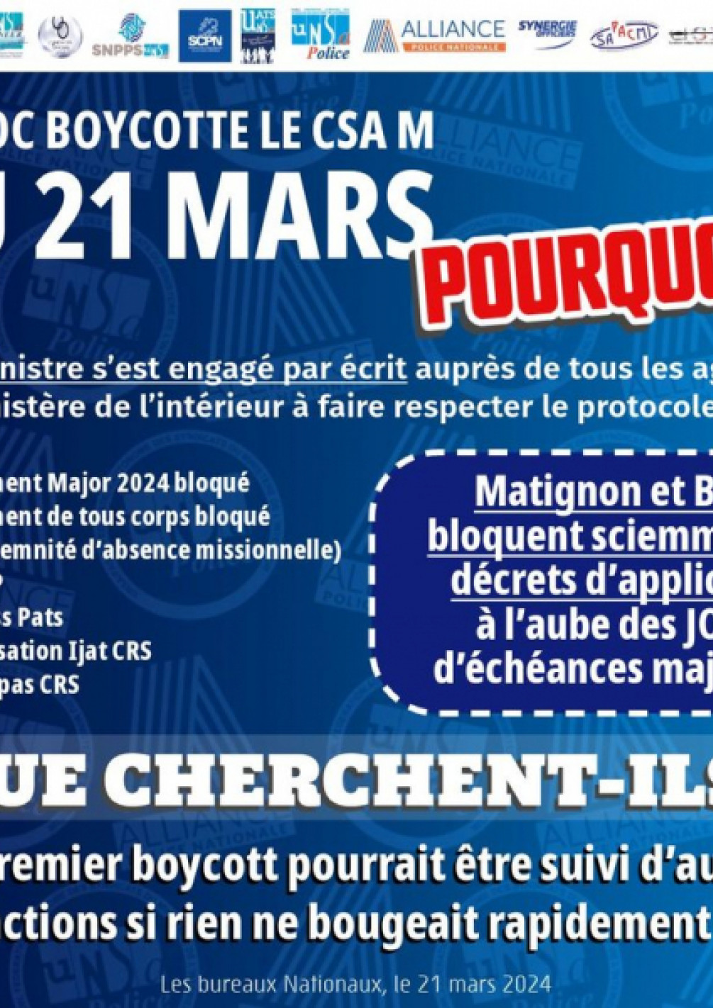 Boycott CSA M du 21 Mars