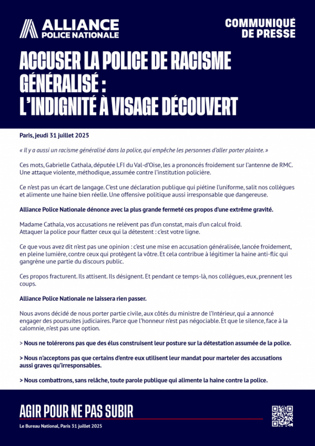 ACCUSER LA POLICE DE RACISME GÉNÉRALISÉ : L'INDIGNITÉ À VISAGE DÉCOUVERT