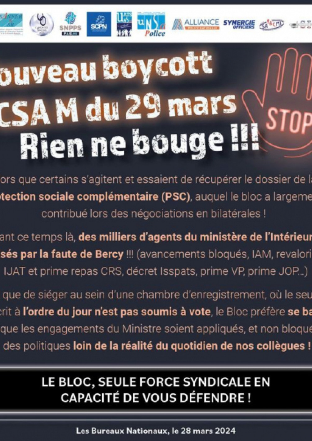 Boycott du CSA Mdu 29 Mars 