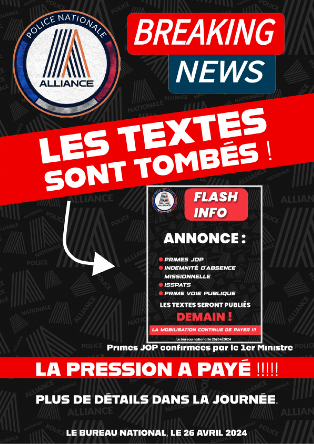 Les textes sont tombés !!